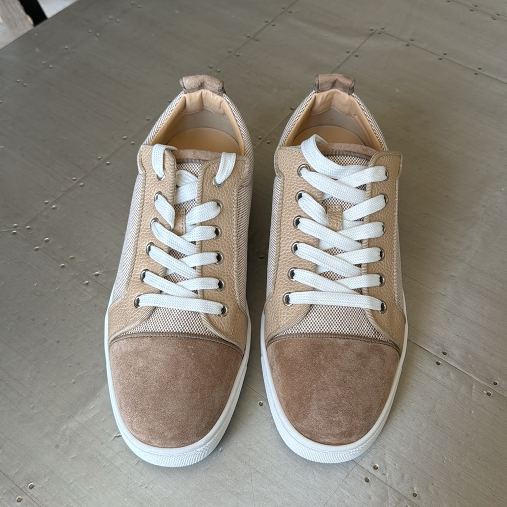 Christian Louboutin Louis orlato beige roca sneaker trainer flat sz 41